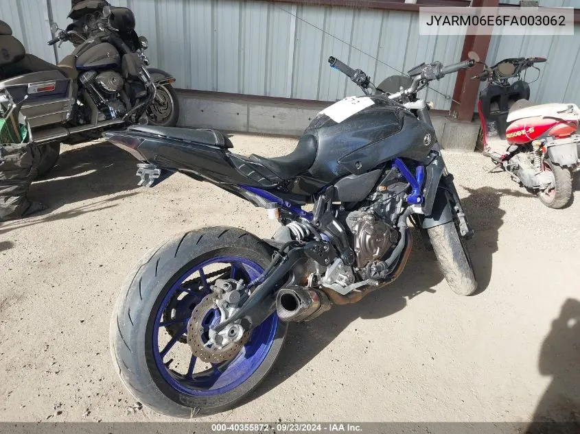 2015 Yamaha Fz07 VIN: JYARM06E6FA003062 Lot: 40355872