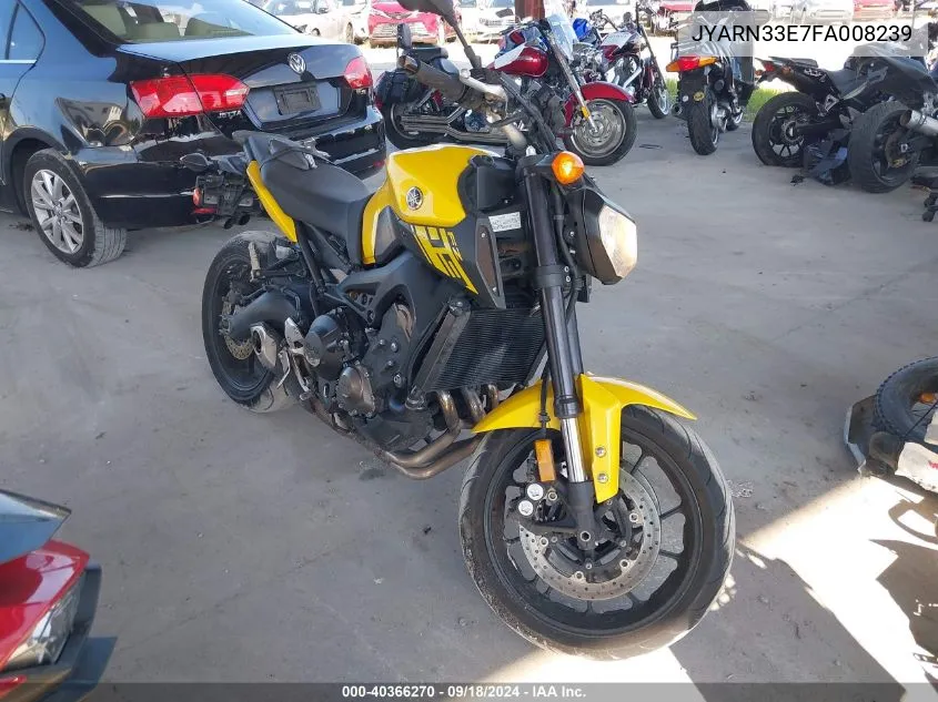 2015 Yamaha Fz09 VIN: JYARN33E7FA008239 Lot: 40366270