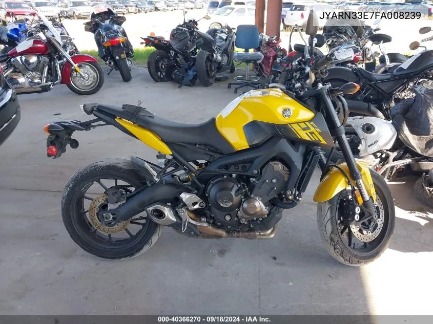 2015 Yamaha Fz09 VIN: JYARN33E7FA008239 Lot: 40366270