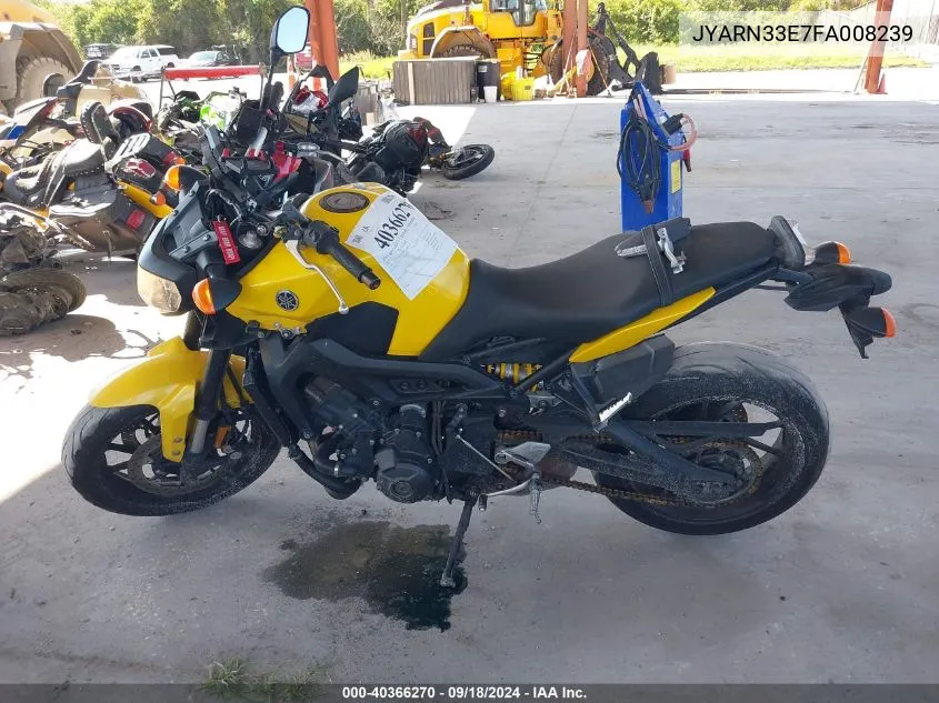 2015 Yamaha Fz09 VIN: JYARN33E7FA008239 Lot: 40366270