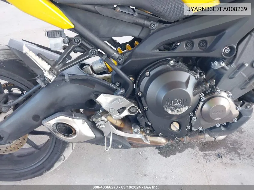 2015 Yamaha Fz09 VIN: JYARN33E7FA008239 Lot: 40366270