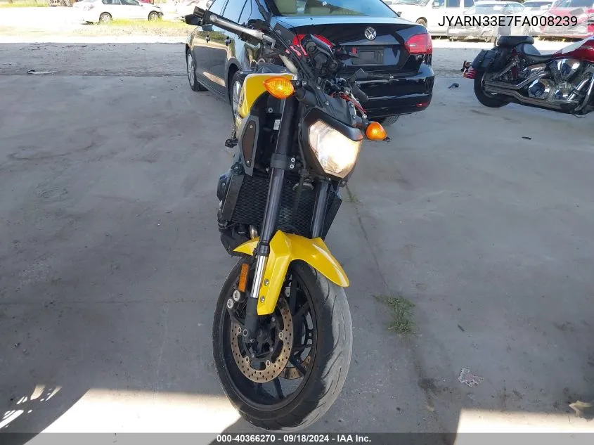 2015 Yamaha Fz09 VIN: JYARN33E7FA008239 Lot: 40366270