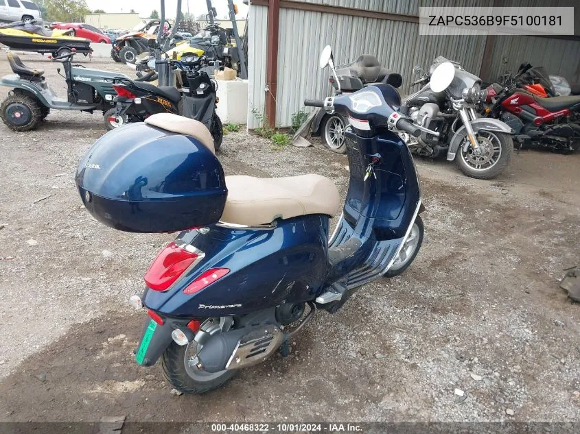 2015 Vespa Primavera 50 4V Ie VIN: ZAPC536B9F5100181 Lot: 40468322