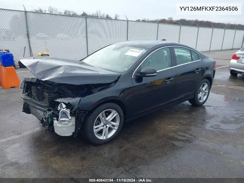 2015 Volv S60 T5 Premier Fwd W T5 Premier VIN: YV126MFKXF2364506 Lot: 40843134