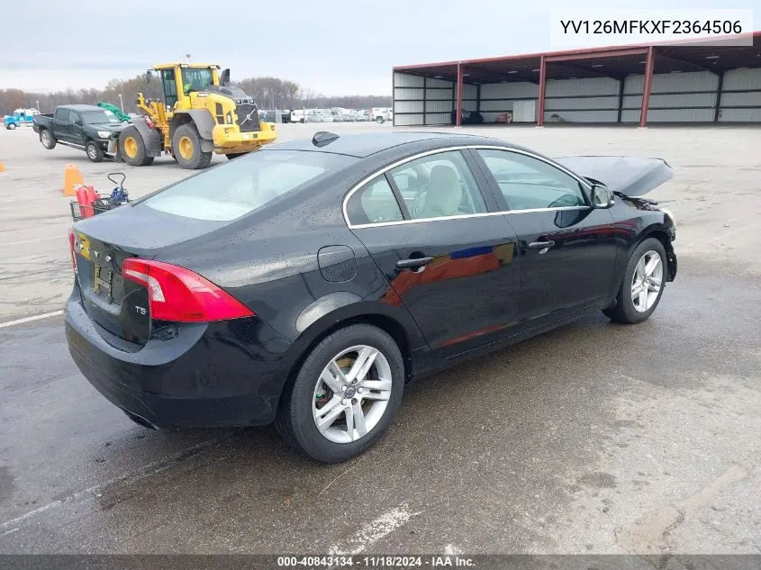 2015 Volv S60 T5 Premier Fwd W T5 Premier VIN: YV126MFKXF2364506 Lot: 40843134