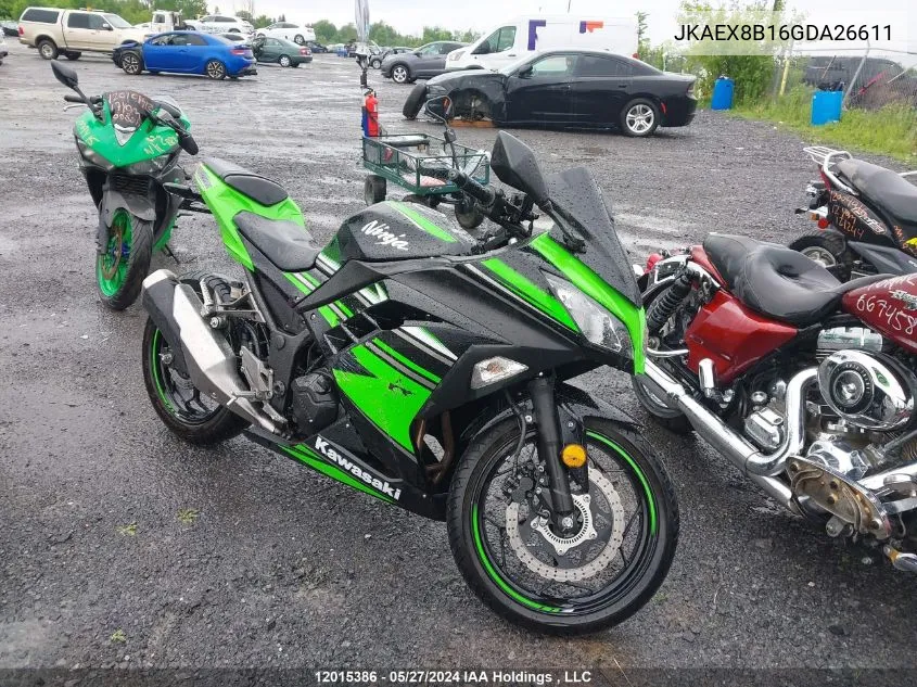 2016 Kawasaki Ex300 B VIN: JKAEX8B16GDA26611 Lot: 12015386