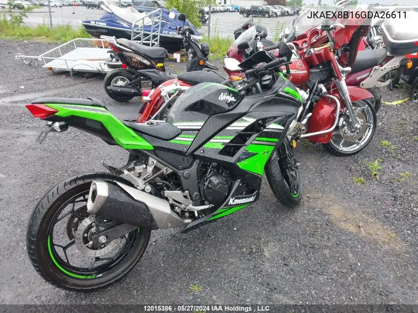 2016 Kawasaki Ex300 B VIN: JKAEX8B16GDA26611 Lot: 12015386