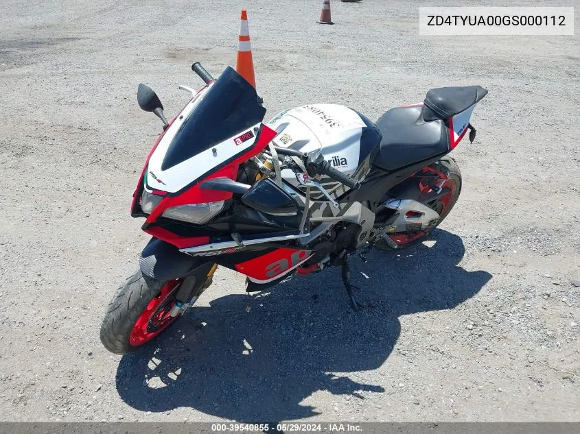 ZD4TYUA00GS000112 2016 Aprilia Tuono V4 1100 Abs