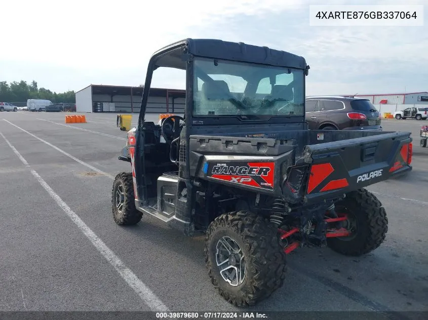 2016 Polaris Ranger Xp 900 Eps VIN: 4XARTE876GB337064 Lot: 39879680