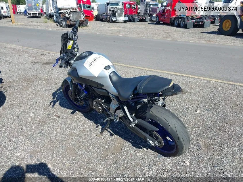 2016 Yamaha Fz07 VIN: JYARM06E9GA009374 Lot: 40188471