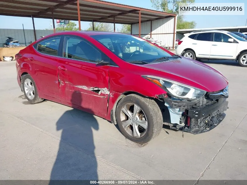 KMHDH4AE4GU599916 2016 Hyun Elantra Value Editio Value Edition