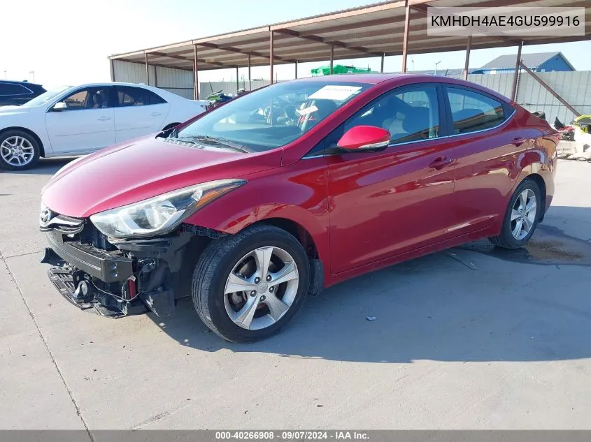 KMHDH4AE4GU599916 2016 Hyun Elantra Value Editio Value Edition