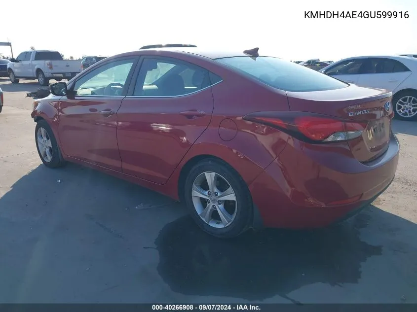 KMHDH4AE4GU599916 2016 Hyun Elantra Value Editio Value Edition