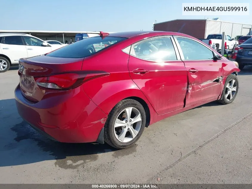 KMHDH4AE4GU599916 2016 Hyun Elantra Value Editio Value Edition