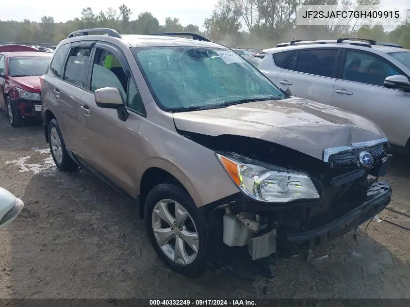 2016 Suba Forester Premium W/C 2.5I Premium VIN: JF2SJAFC7GH409915 Lot: 40332249