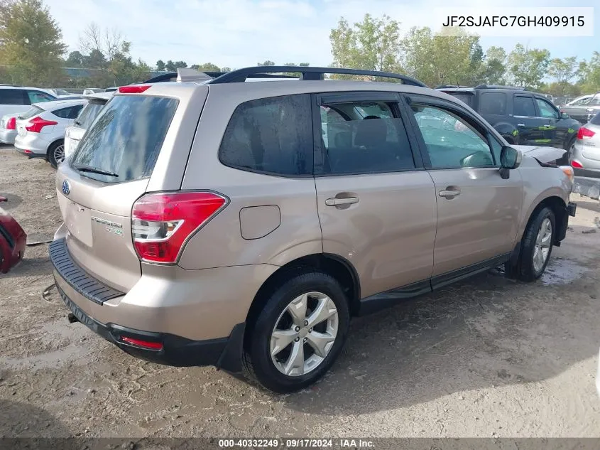 2016 Suba Forester Premium W/C 2.5I Premium VIN: JF2SJAFC7GH409915 Lot: 40332249