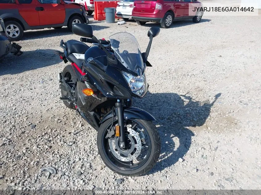 2016 Yamaha Fz6 R VIN: JYARJ18E6GA014642 Lot: 40365781