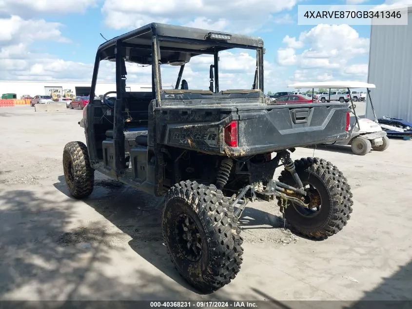 2016 Polaris Ranger Crew Xp 900-6 Eps VIN: 4XARVE870GB341346 Lot: 40368231