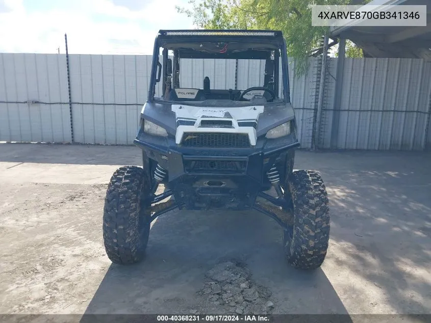 2016 Polaris Ranger Crew Xp 900-6 Eps VIN: 4XARVE870GB341346 Lot: 40368231