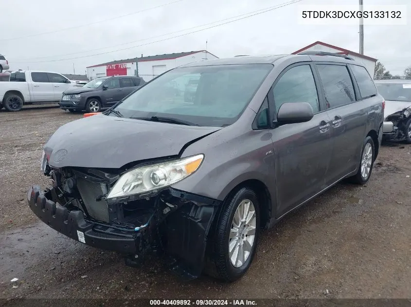 2016 Toyo Sienna Xle Awd W/7-P Xle Premium 7 Passenger VIN: 5TDDK3DCXGS133132 Lot: 40409892