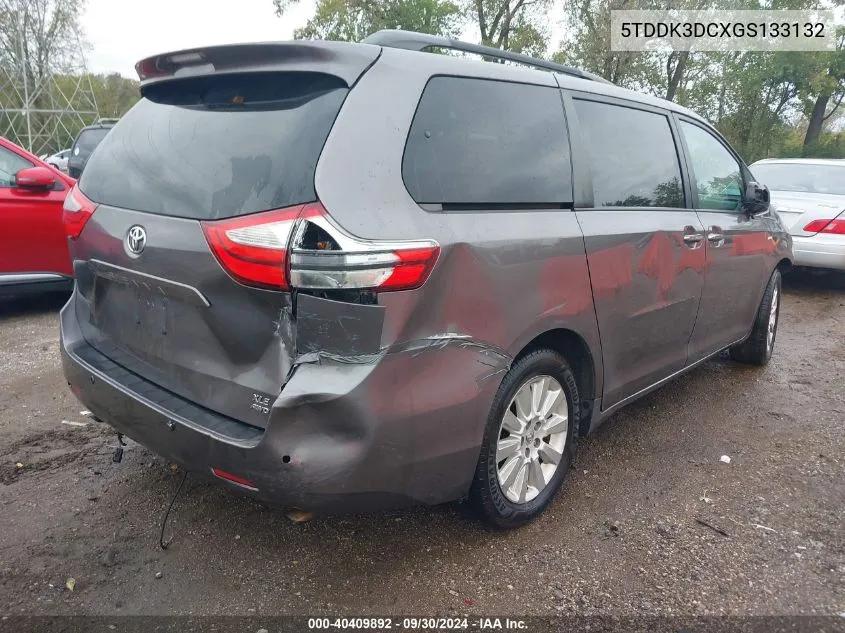 2016 Toyo Sienna Xle Awd W/7-P Xle Premium 7 Passenger VIN: 5TDDK3DCXGS133132 Lot: 40409892