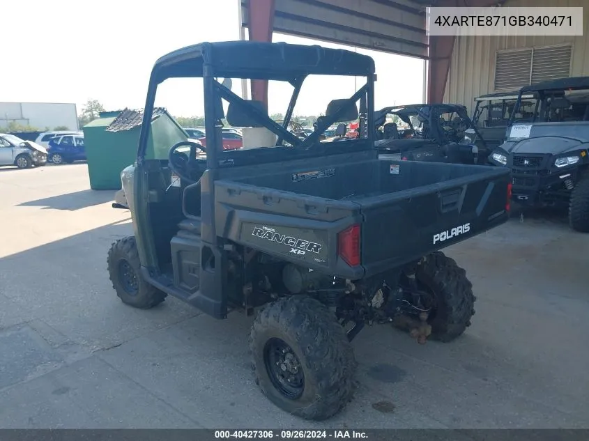 2016 Polaris Ranger Xp 900 Eps VIN: 4XARTE871GB340471 Lot: 40427306