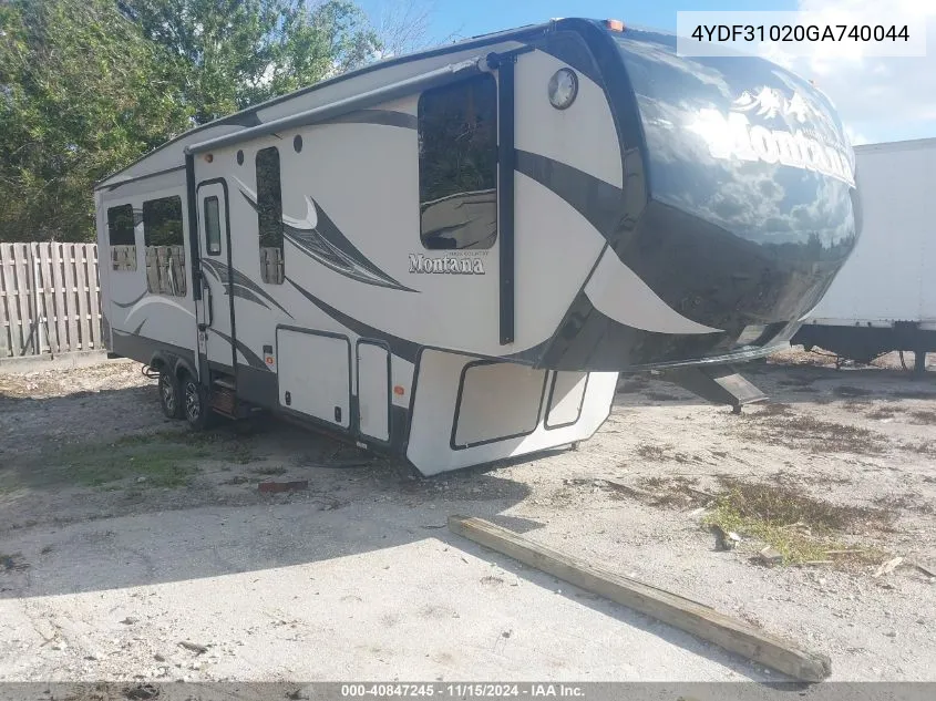 2016 Keystone Rv Other VIN: 4YDF31020GA740044 Lot: 40847245