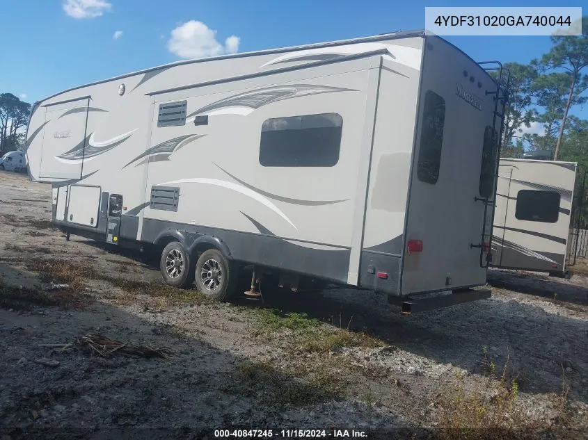 2016 Keystone Rv Other VIN: 4YDF31020GA740044 Lot: 40847245