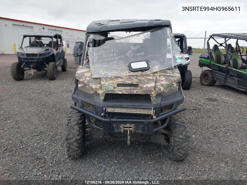 2017 Polaris Ranger Xp 1000 Eps VIN: 3NSRTE994HG965611 Lot: 12105216