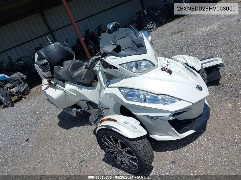 2017 Can-Am Spyder Roadster Rt/Rt-S/Ltd/Sp Series VIN: 2BXNBDD28HV003000 Lot: 39518235