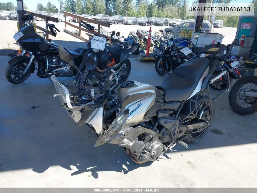 2017 Kawasaki Kle650 F/Lt VIN: JKALEEF17HDA16113 Lot: 39802041