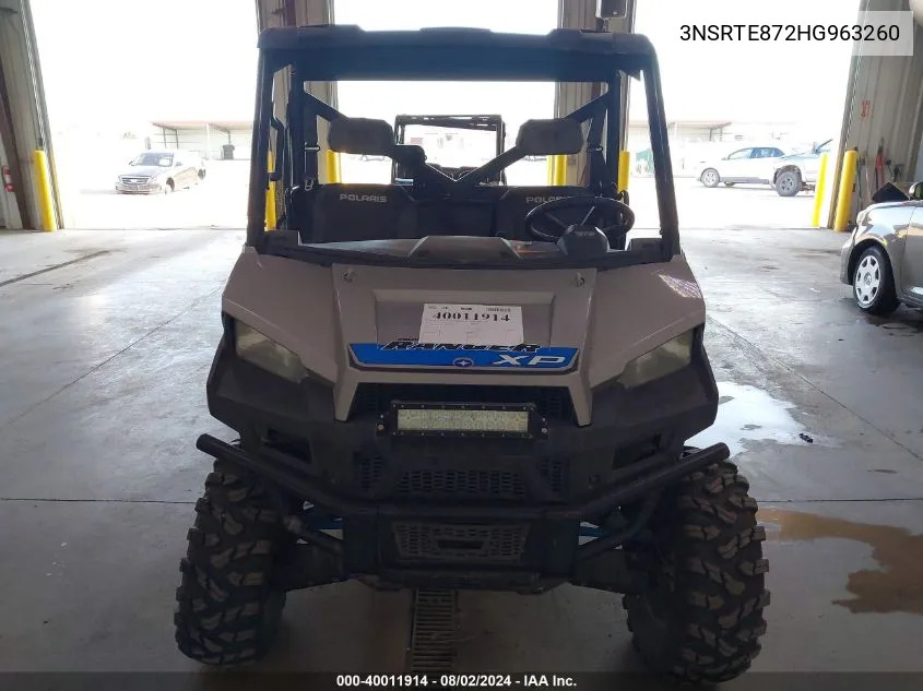 2017 Polaris Ranger VIN: 3NSRTE872HG963260 Lot: 40011914