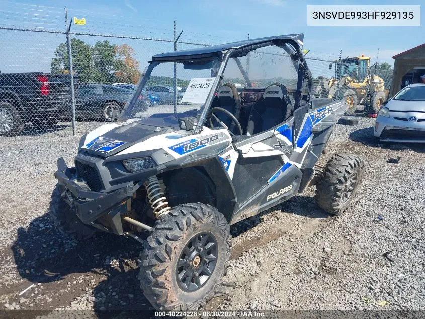 2017 Polaris Rzr Xp 1000 Eps VIN: 3NSVDE993HF929135 Lot: 40224228