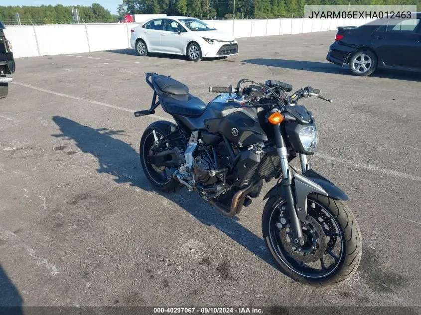 2017 Yamaha Fz07 VIN: JYARM06EXHA012463 Lot: 40297067