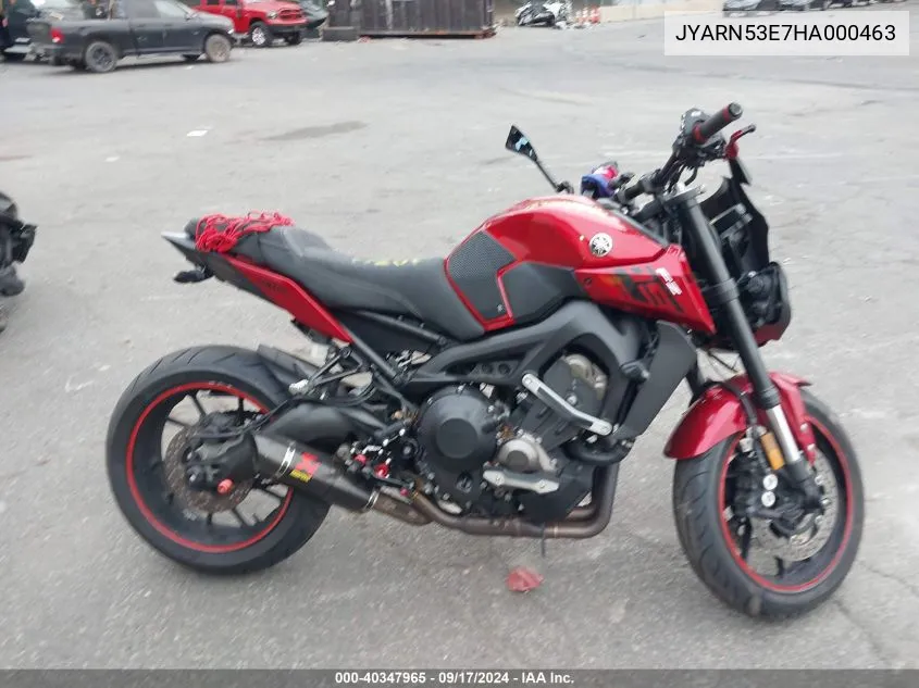 2017 Yamaha Fz09 VIN: JYARN53E7HA000463 Lot: 40347965