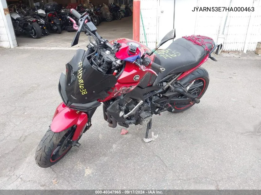 2017 Yamaha Fz09 VIN: JYARN53E7HA000463 Lot: 40347965