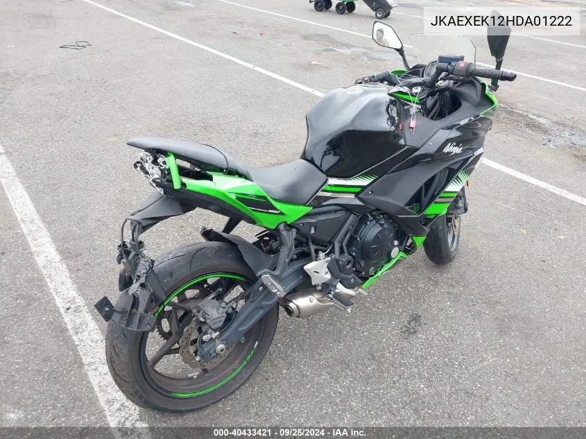 2017 Kawasaki Ex650 F VIN: JKAEXEK12HDA01222 Lot: 40433421