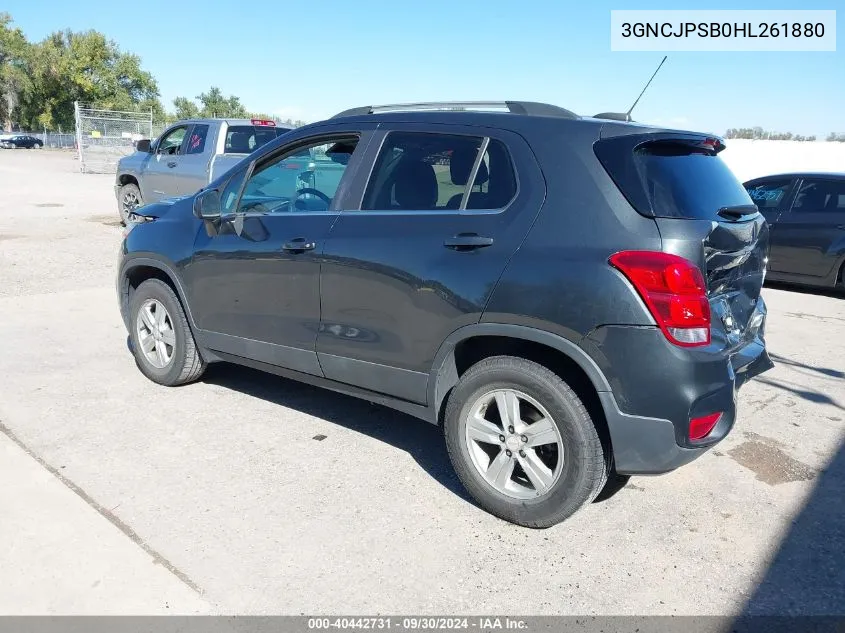 2017 Chev Trax Lt Awd Lt VIN: 3GNCJPSB0HL261880 Lot: 40442731