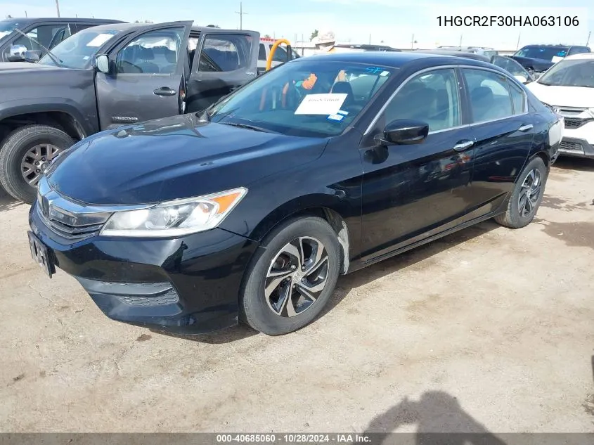 1HGCR2F30HA063106 2017 Hond Accord Sedan Lx W/Co Lx