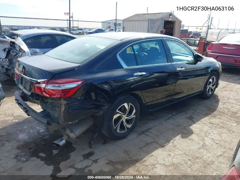 2017 Hond Accord Sedan Lx W/Co Lx VIN: 1HGCR2F30HA063106 Lot: 40685060