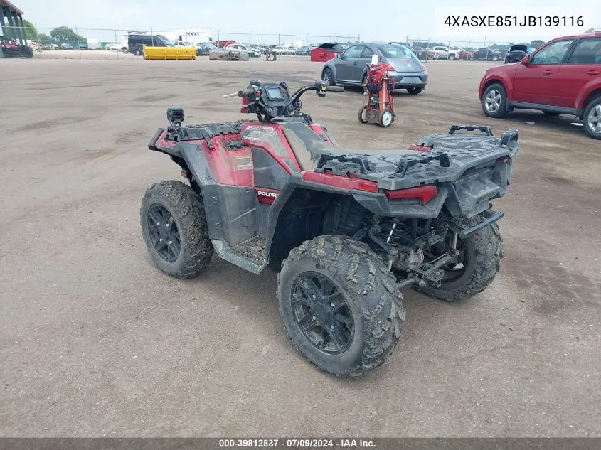 2018 Polaris Sportsman 850 Sp VIN: 4XASXE851JB139116 Lot: 39812837