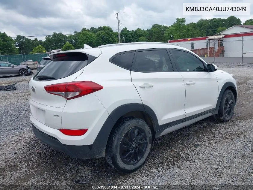 2018 Hyundai Tucson Sel VIN: KM8J3CA40JU743049 Lot: 39861934