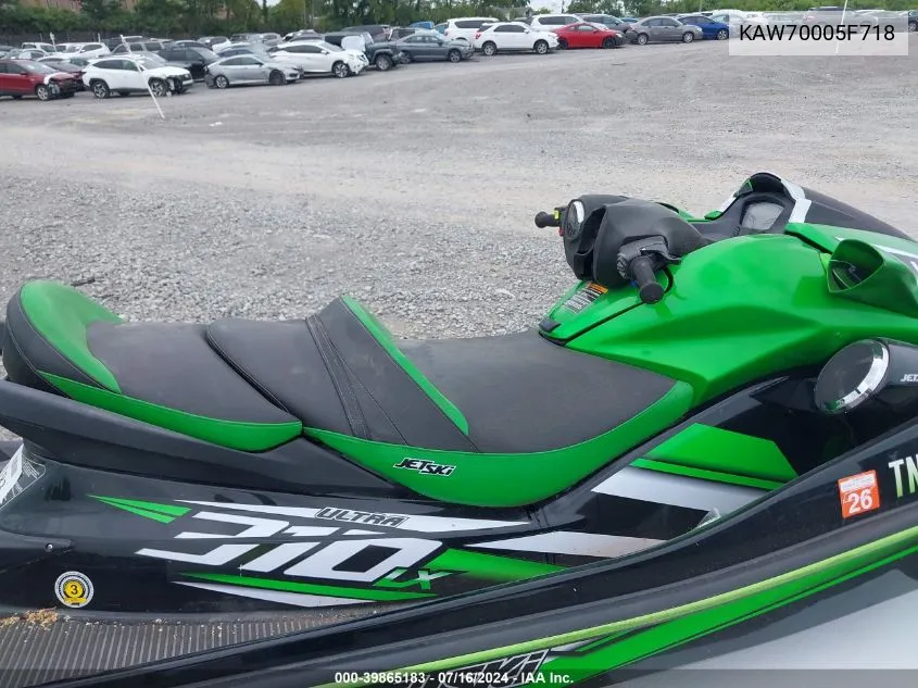 2018 Kawasaki Jetski VIN: KAW70005F718 Lot: 39865183