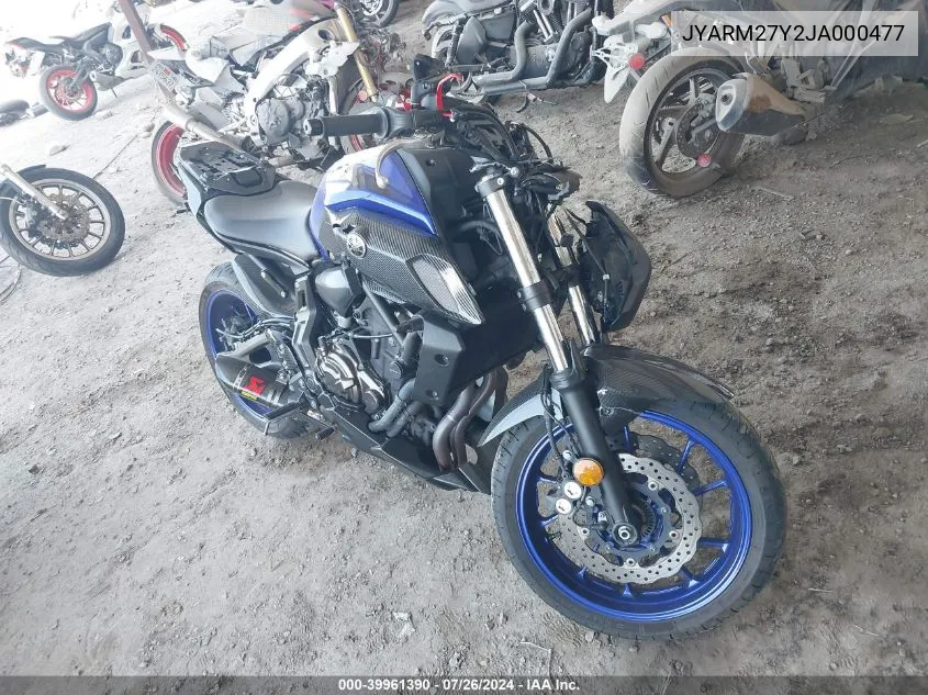 2018 Yamaha Mt07 C VIN: JYARM27Y2JA000477 Lot: 39961390