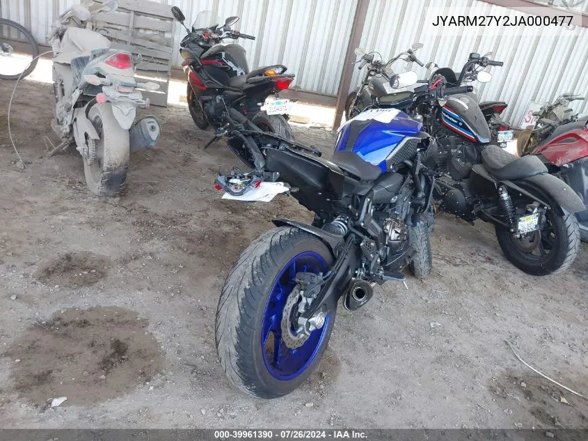 2018 Yamaha Mt07 C VIN: JYARM27Y2JA000477 Lot: 39961390