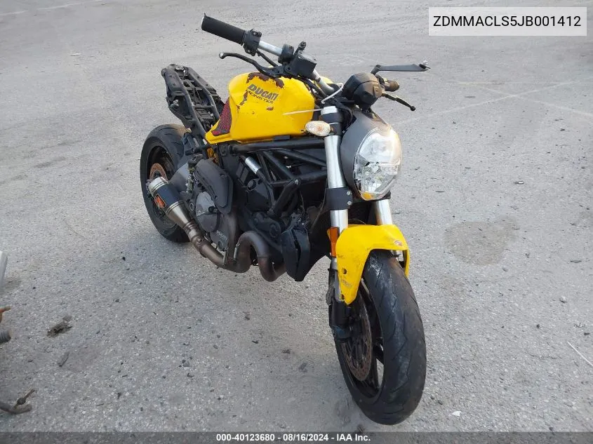 ZDMMACLS5JB001412 2018 Ducati Monster 821