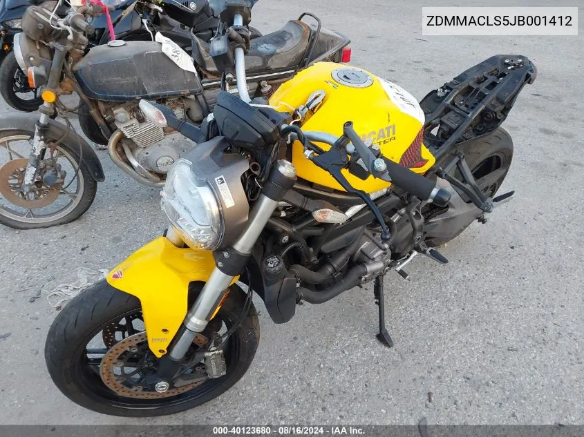 ZDMMACLS5JB001412 2018 Ducati Monster 821