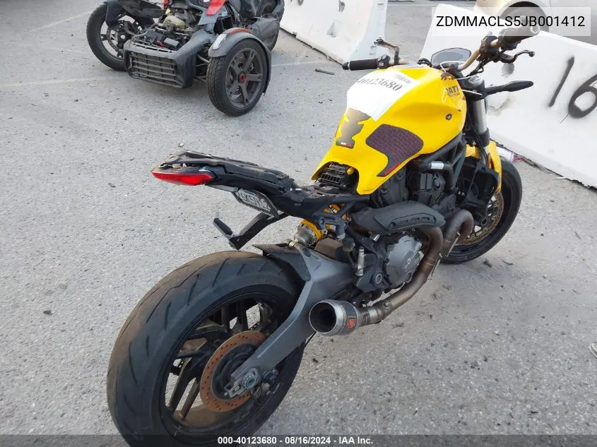 ZDMMACLS5JB001412 2018 Ducati Monster 821