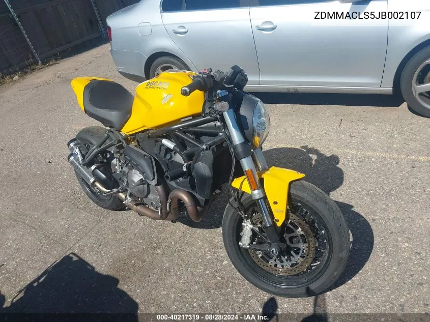 ZDMMACLS5JB002107 2018 Ducati Monster 821