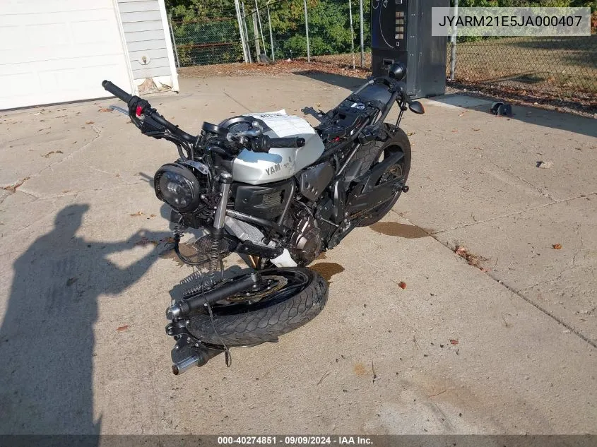 2018 Yamaha Xsr700 VIN: JYARM21E5JA000407 Lot: 40274851